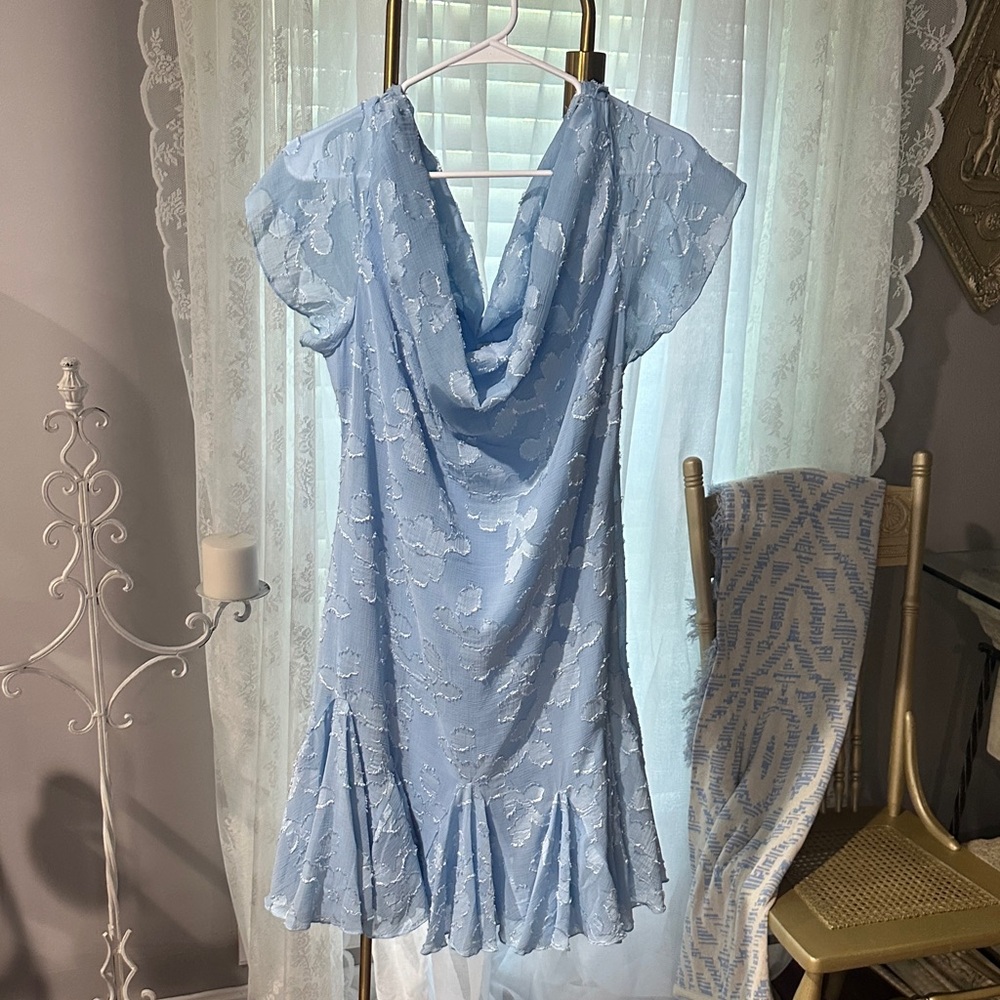 ASOS Light Blue Floral Lace Midi Dress
